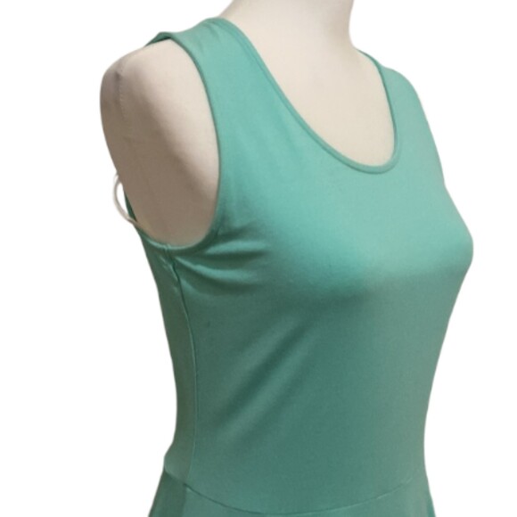 Charming Charlie Mini Dress Womens Small Fit Flare Aqua Stretch Knit Spring - Picture 3 of 11